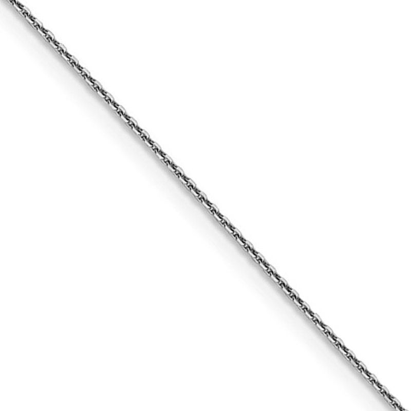 0.9mm 14k White Gold Solid Diamond Cut Cable Chain Necklace, 18 Inch